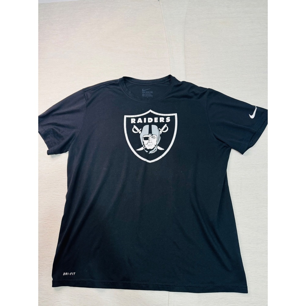 Nike Raiders Dri-FIT Shirt Mens XL Black Short Sleeve Athletic Cut Tee NFL